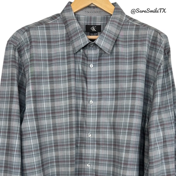 CALVIN KLEIN Plaid Business Casual Long Sleeve Button Down Shirt - Picture 5 of 12